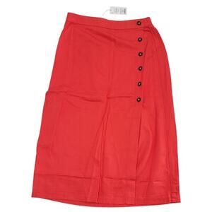 Marine Layer Cecille Skirt Poppy Red Small Button Slit Elastic‎ Back 100% Tencel